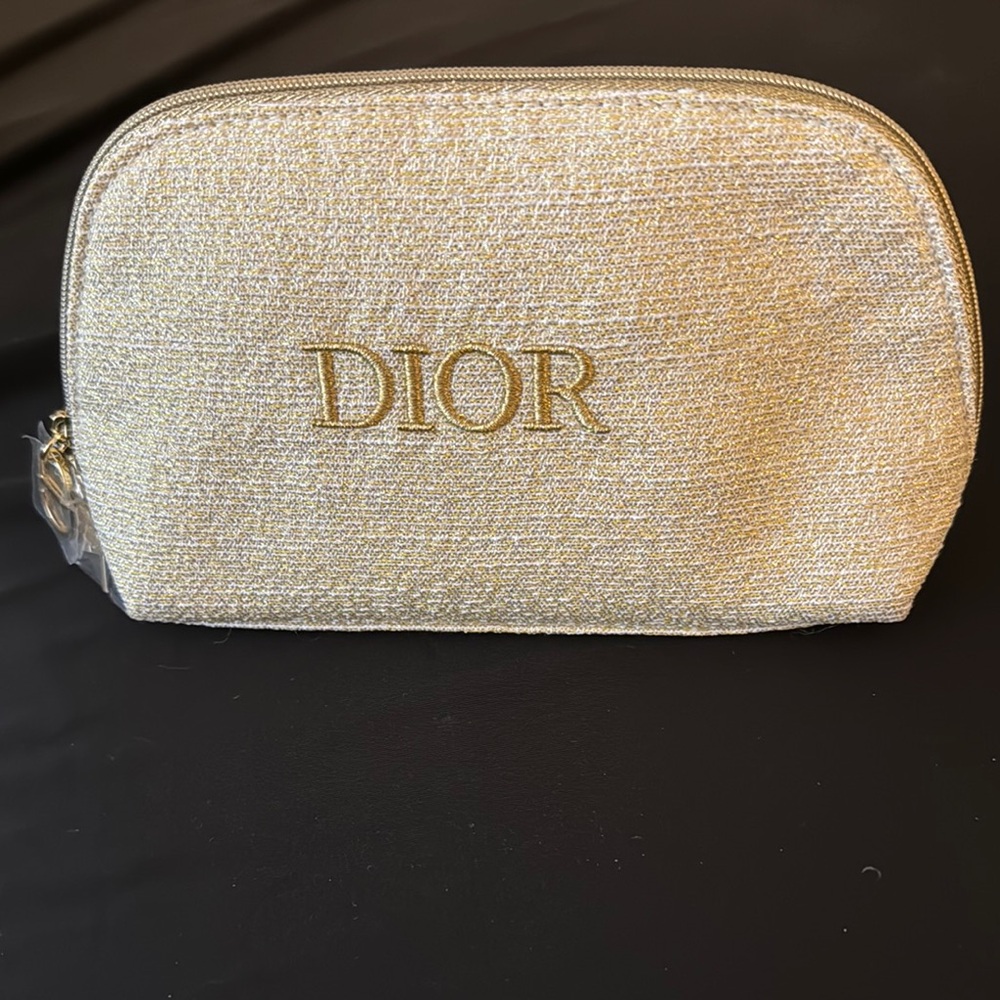 Dior Gold Cosmetic Bag with Elegant Design
